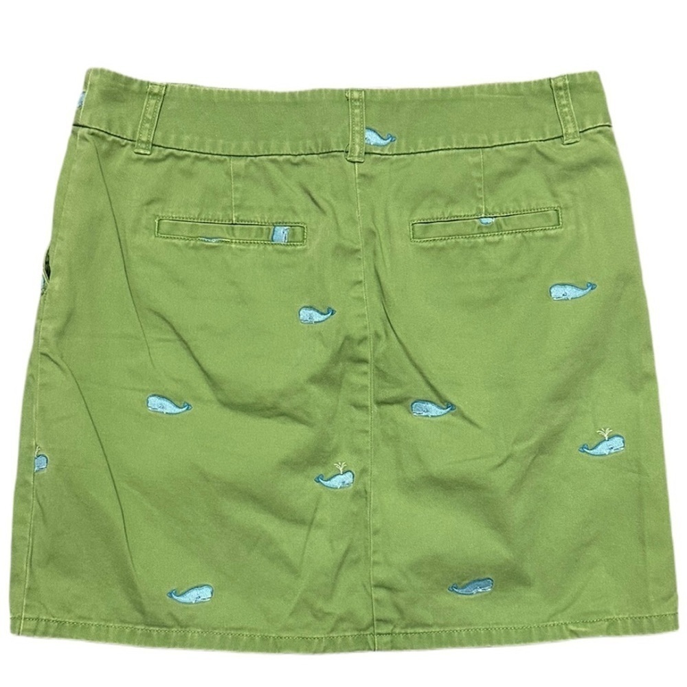 J. Crew 2000’s Mini Skirt Green With Blue Whale Embroidery Back Pockets Size 6 - Picture 2 of 5